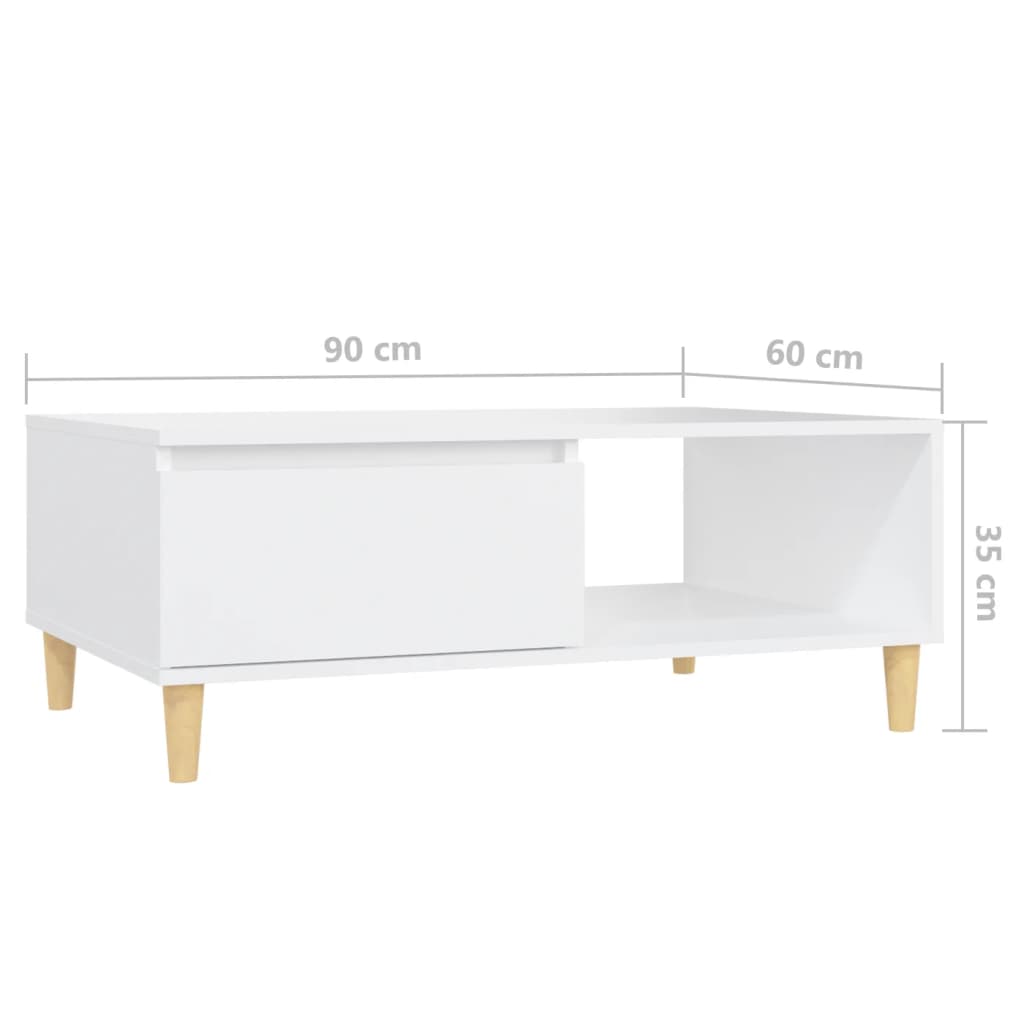 Coffee Table White 90x60x35 cm Engineered Wood