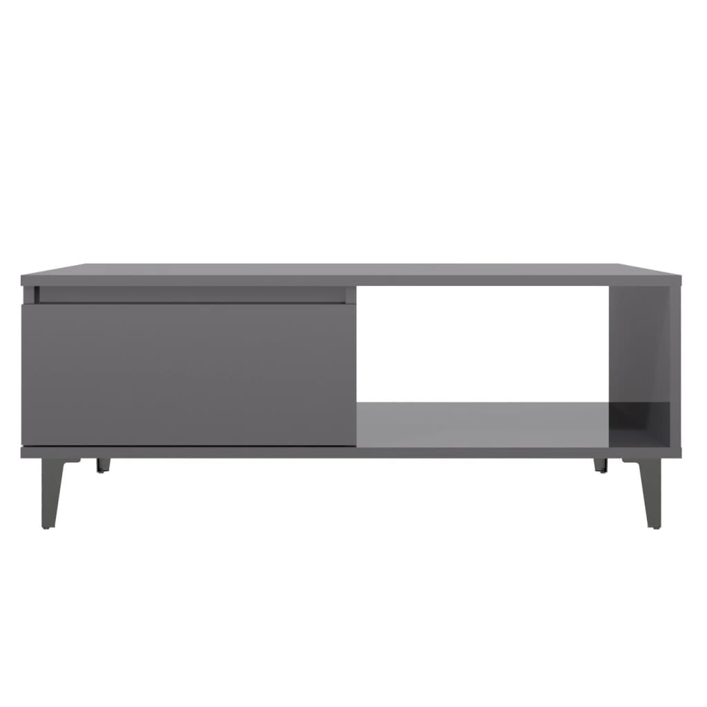 Coffee Table High Gloss Grey 90x60x35 cm Engineered Wood