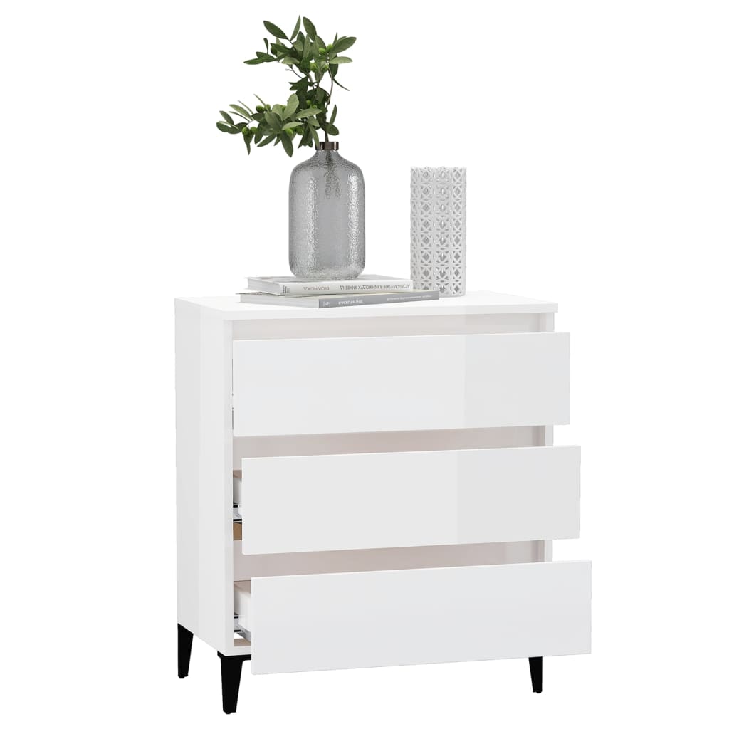 Sideboard High Gloss White 60x35x69 cm Engineered Wood