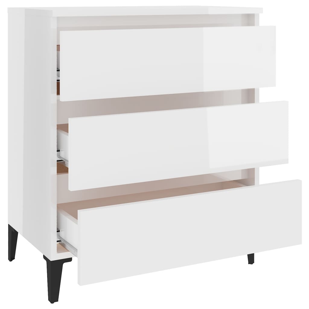 Sideboard High Gloss White 60x35x69 cm Engineered Wood
