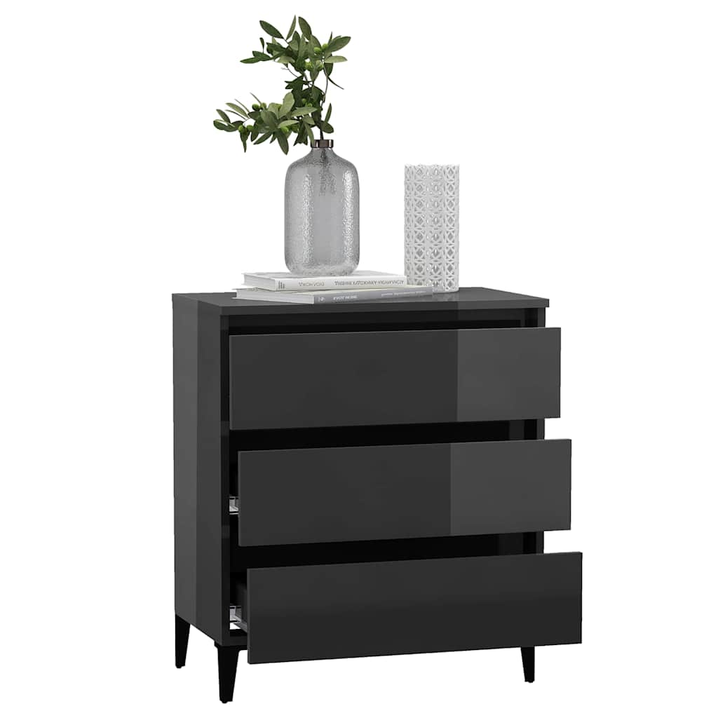 Sideboard High Gloss Grey 60x35x69 cm Engineered Wood