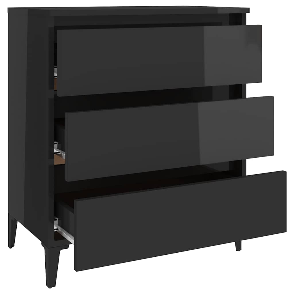 Sideboard High Gloss Grey 60x35x69 cm Engineered Wood