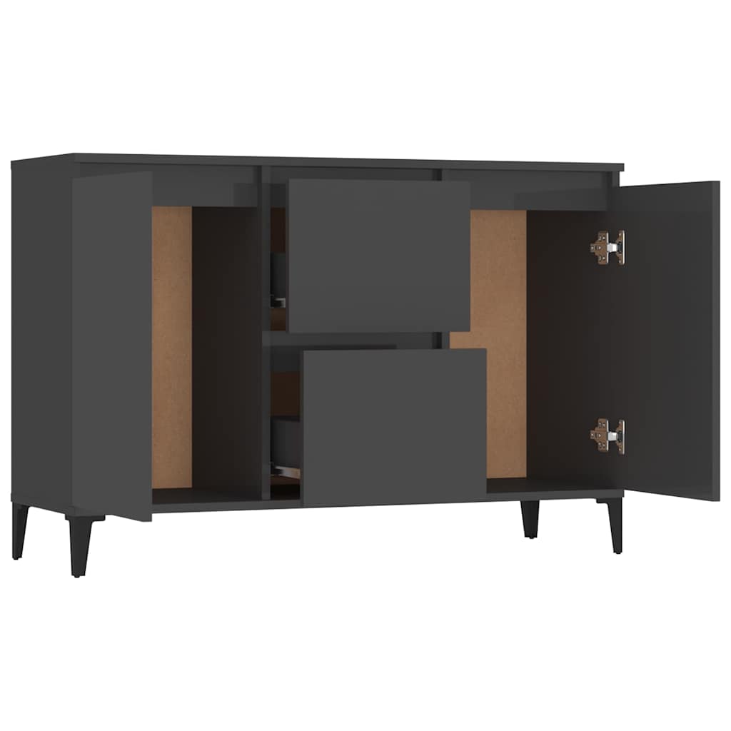 Sideboard High Gloss Grey 104x35x70 cm Engineered Wood