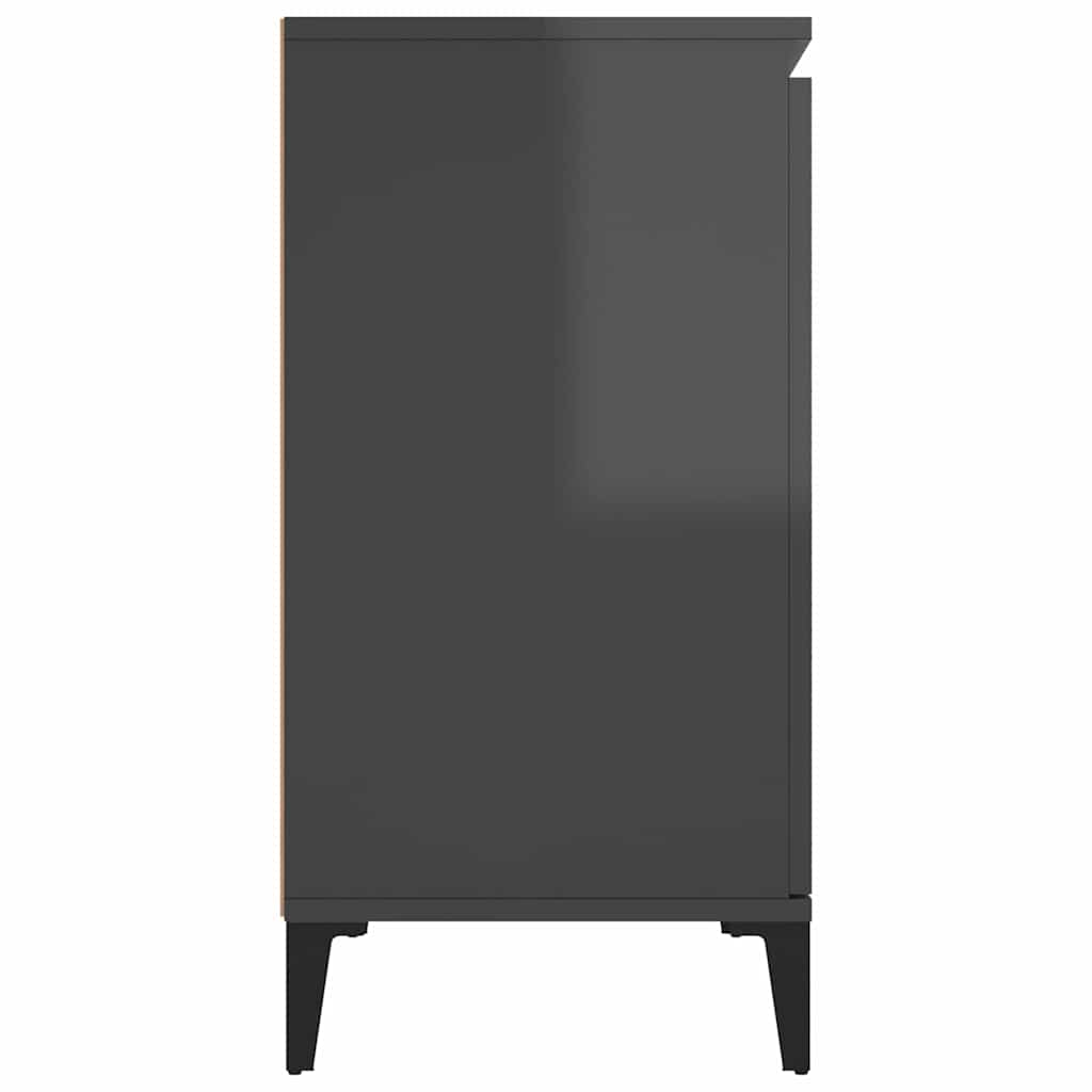 Sideboard High Gloss Grey 104x35x70 cm Engineered Wood