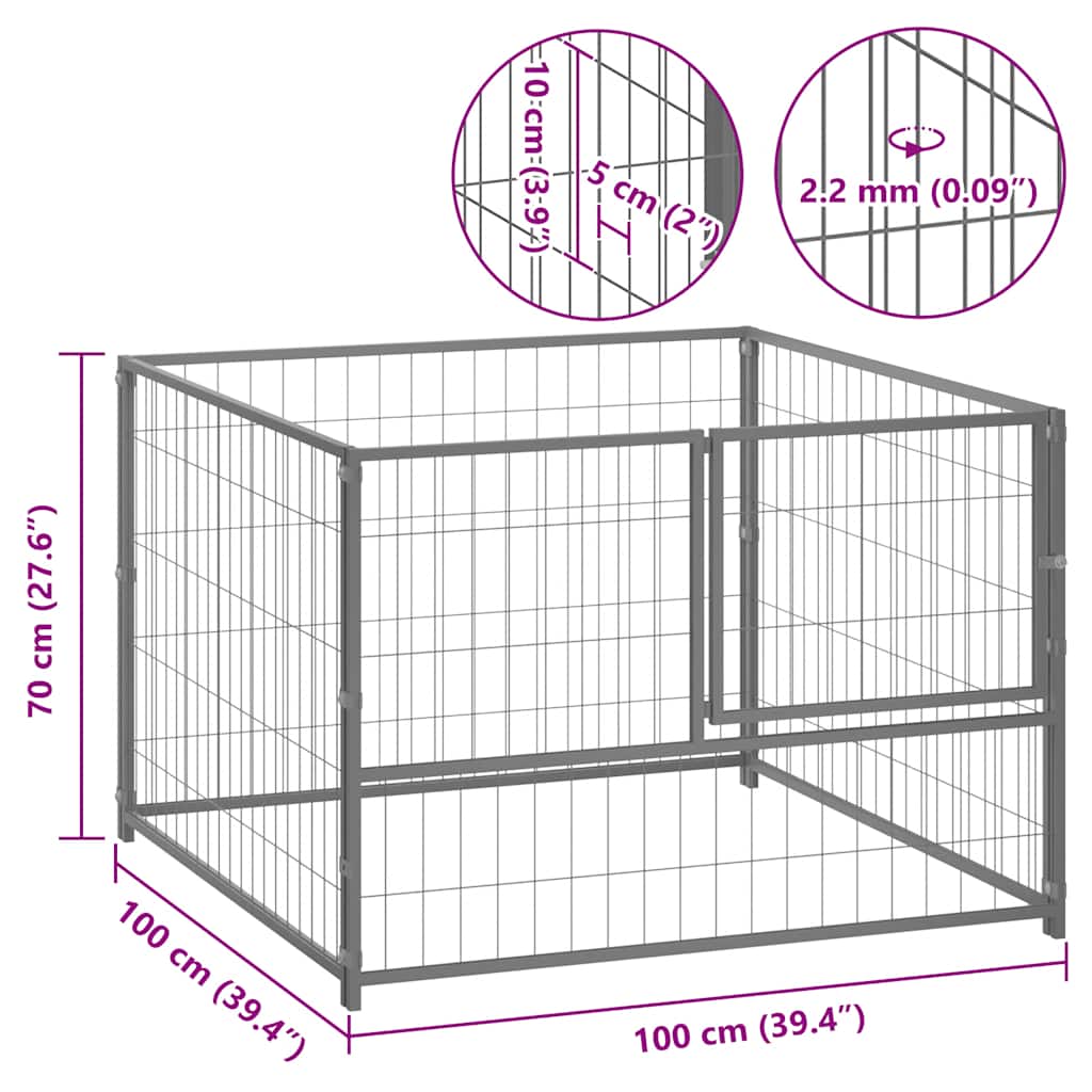 Dog Kennel Silver 100x100x70 cm Steel