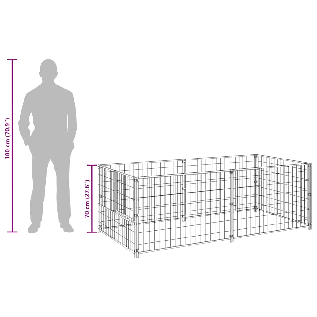 Dog Kennel Silver 200x100x70 cm Steel