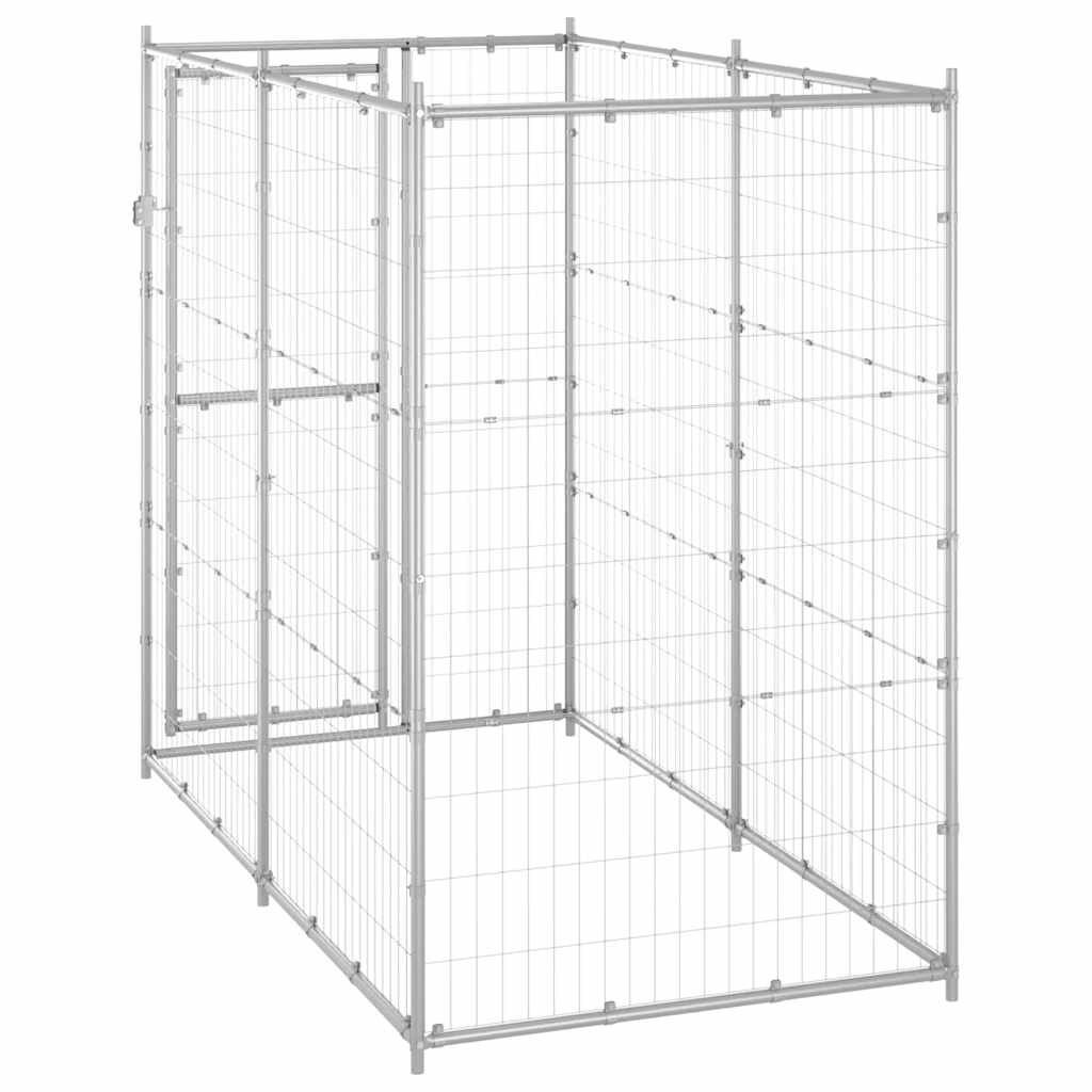 Outdoor Dog Kennel Galvanised Steel 110x220x180 cm