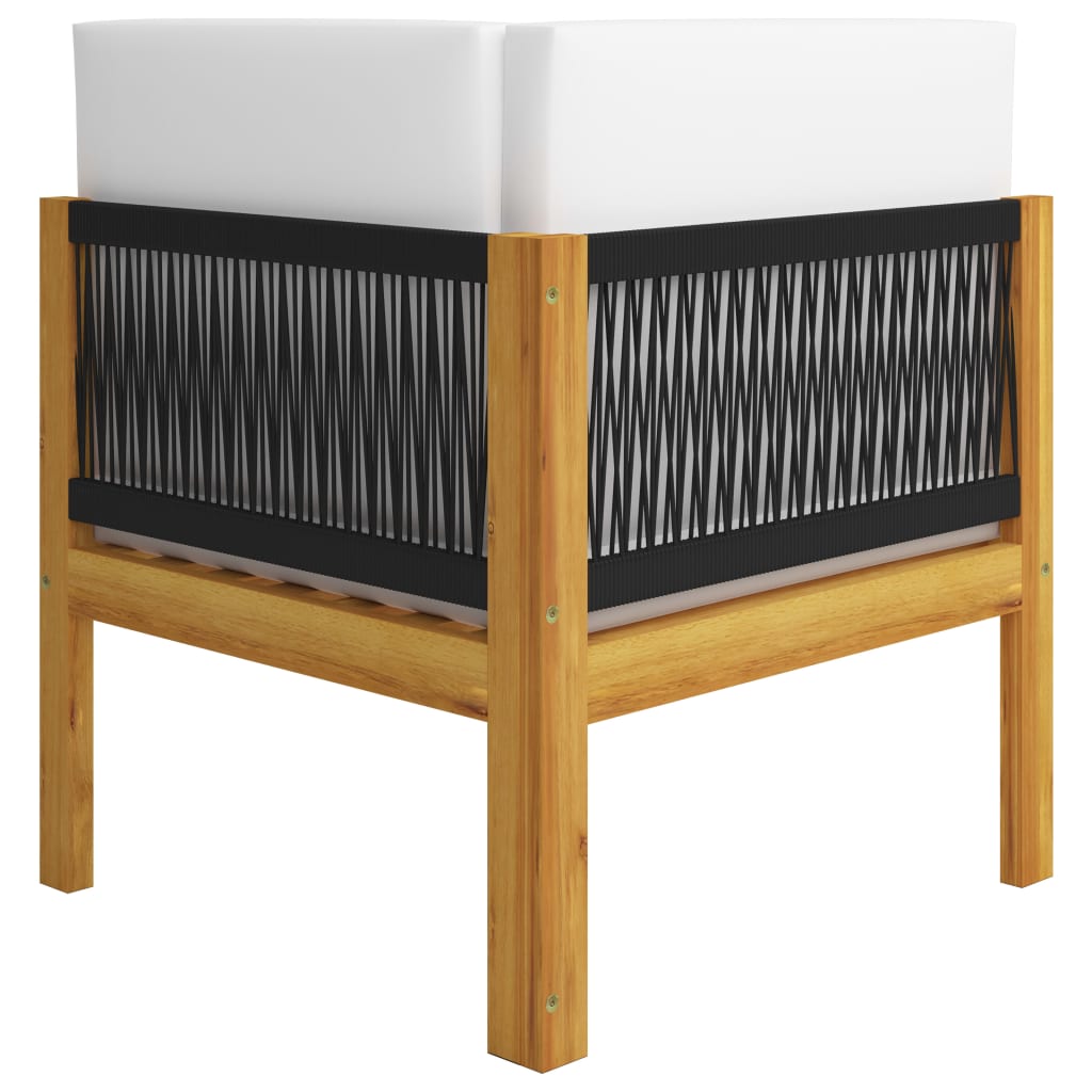 2-seater Garden Bench with Cushions Wood Acacia&Rope