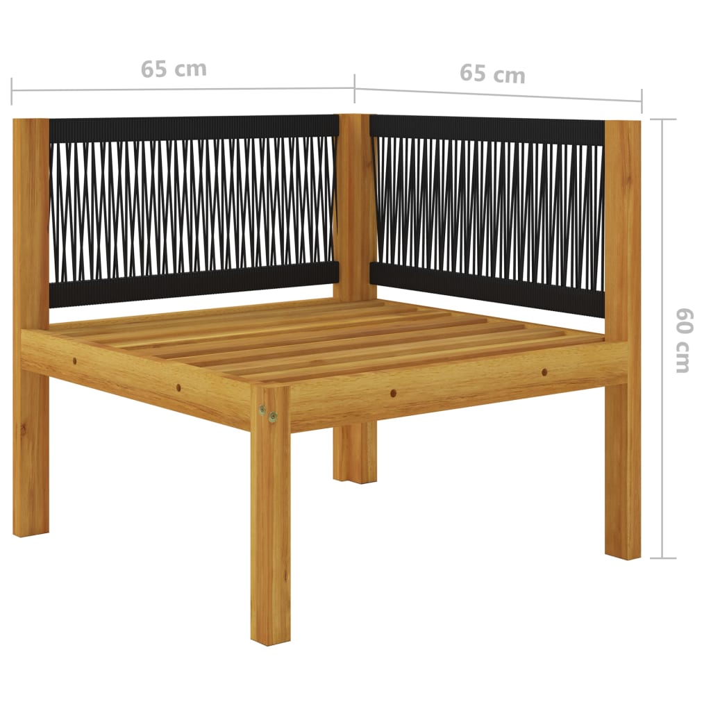 2-seater Garden Bench with Cushions Wood Acacia&Rope
