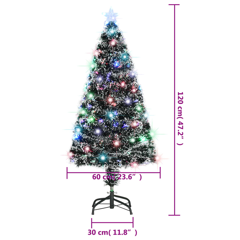 Pre-lit Christmas Tree Green and White 120 cm Fibre Optic