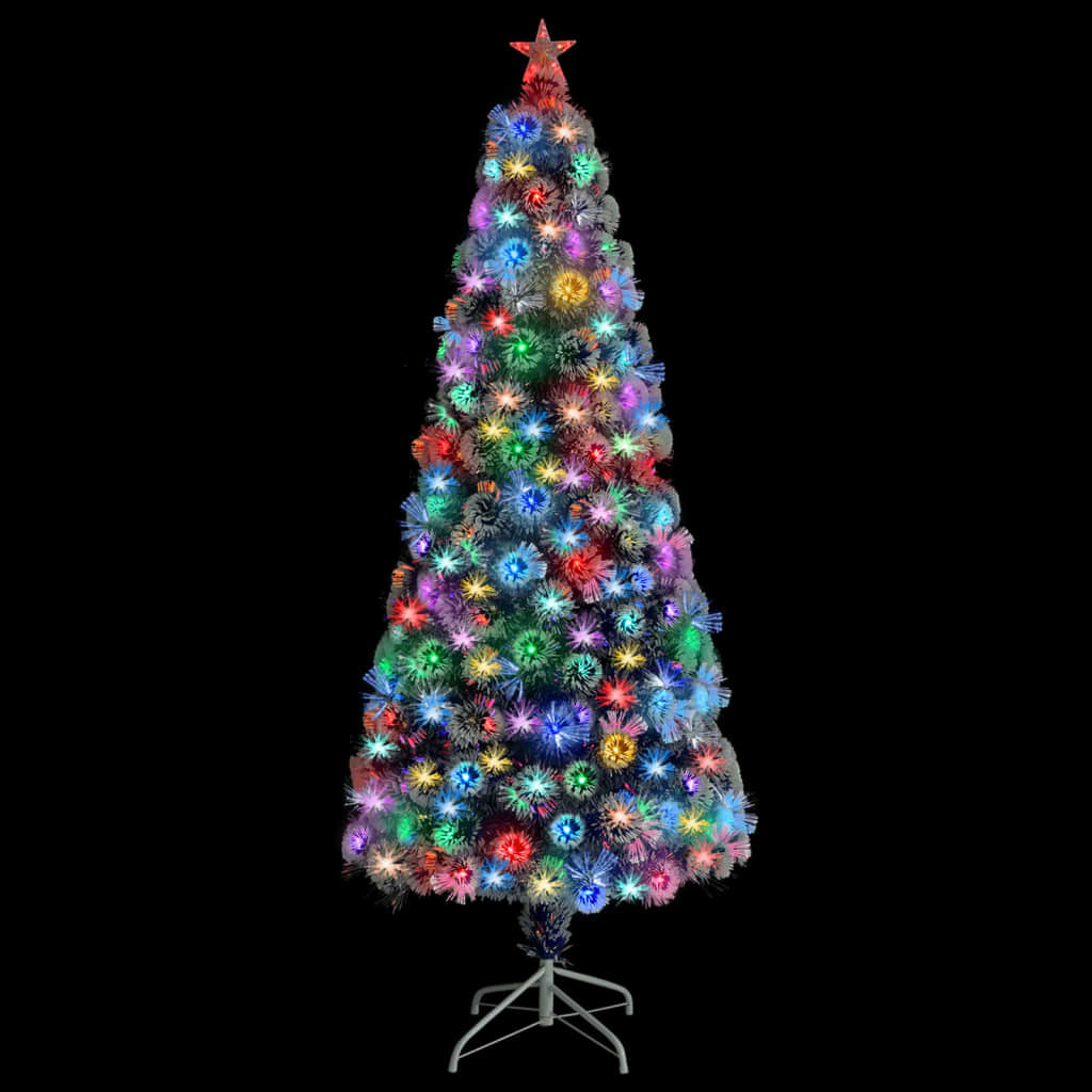 Artificial Pre-lit Christmas Tree White&Blue 180 cm Fibre Optic