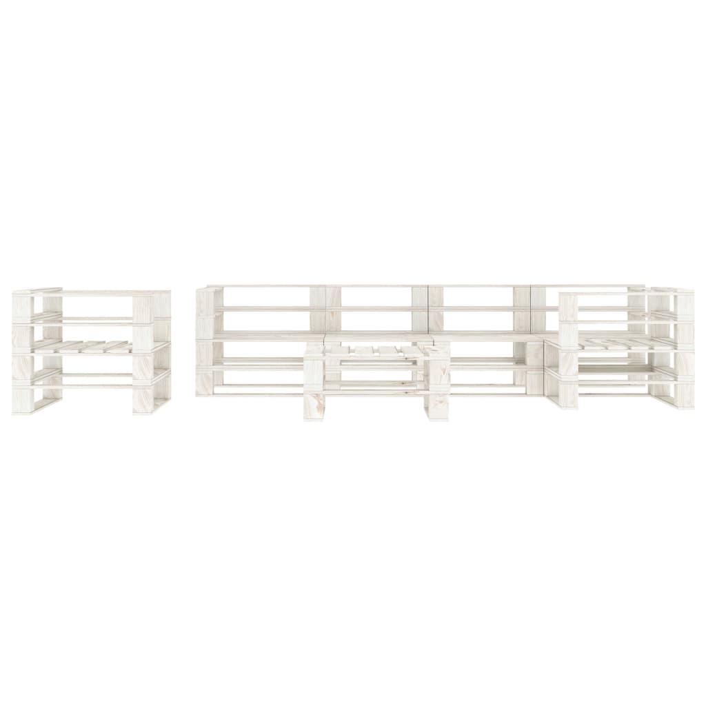 7 Piece Garden Pallet Lounge Set Wood White