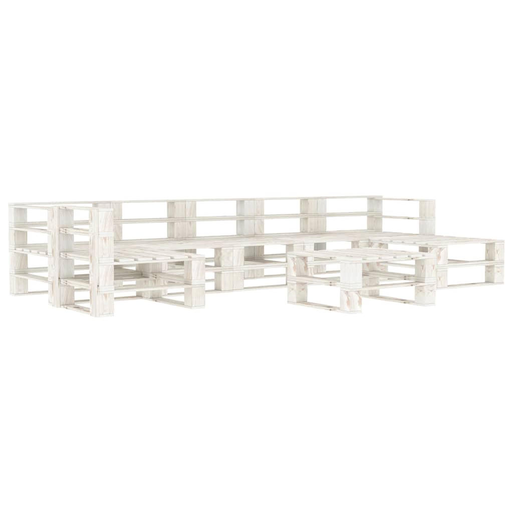8 Piece Garden Pallet Lounge Set Wood White