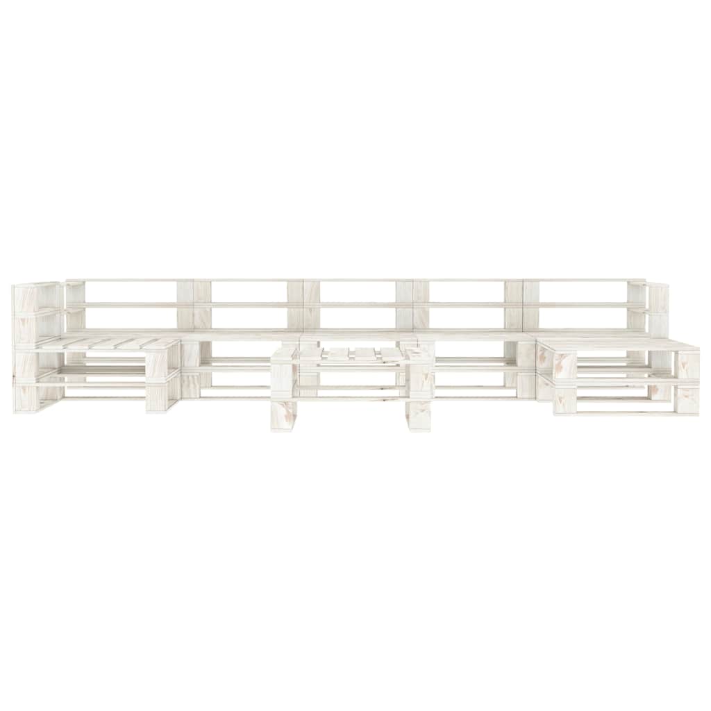 8 Piece Garden Pallet Lounge Set Wood White