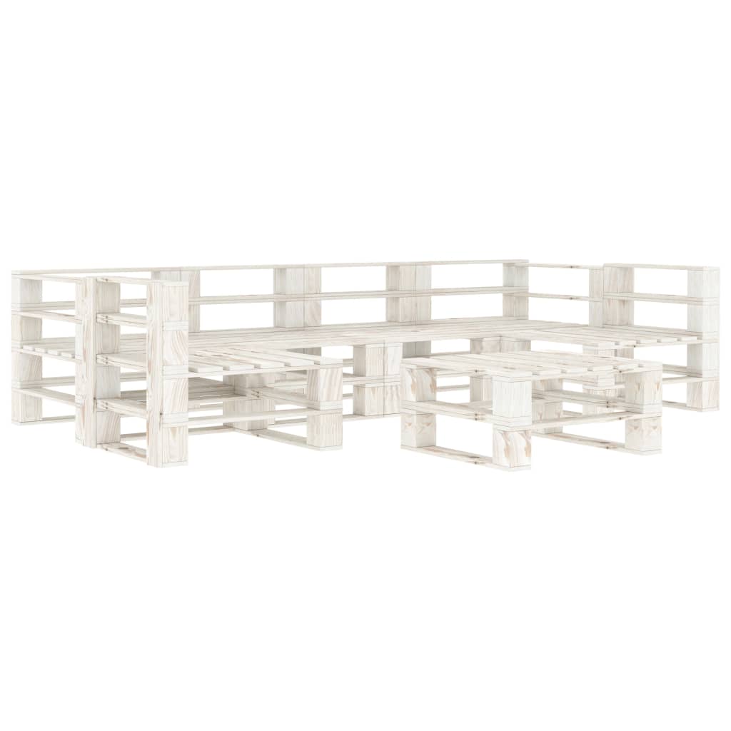 7 Piece Garden Pallet Lounge Set Wood White