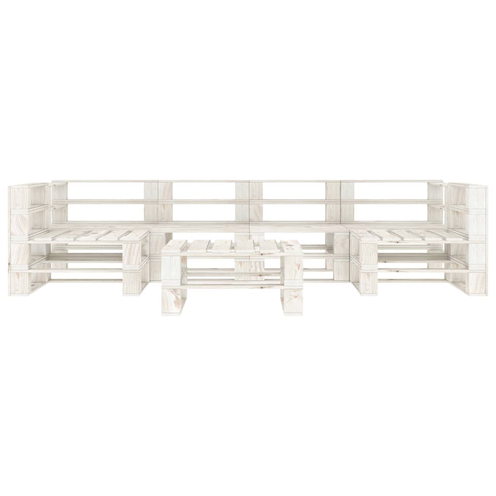 7 Piece Garden Pallet Lounge Set Wood White