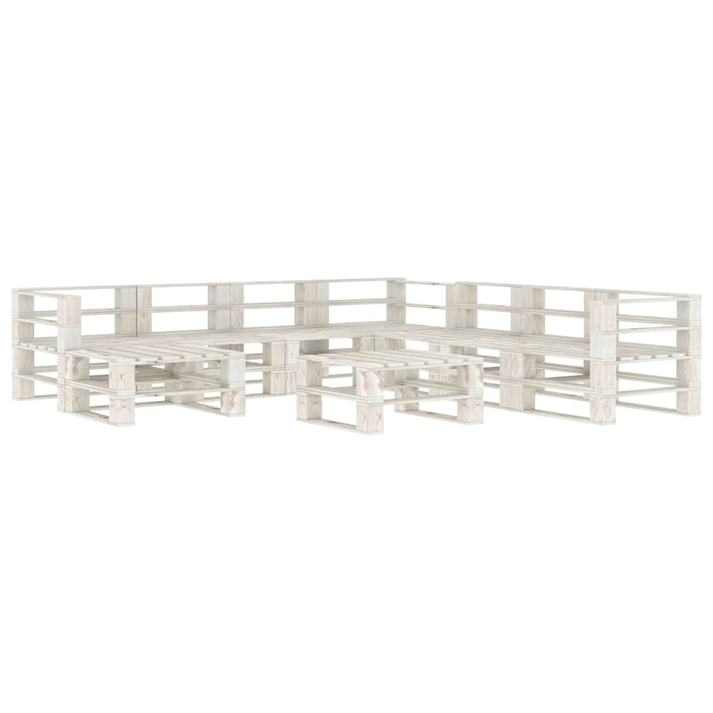 9 Piece Garden Pallet Lounge Set Wood White