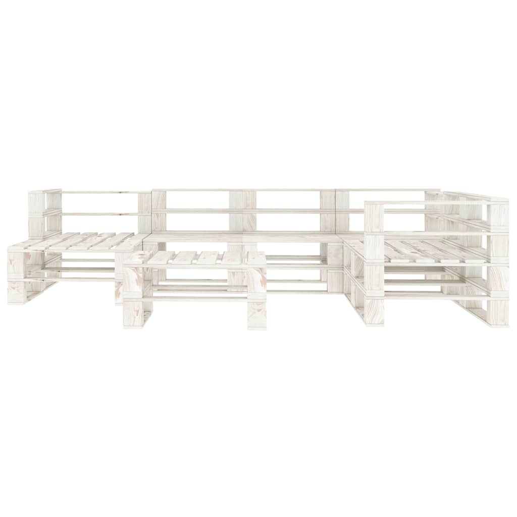 8 Piece Garden Pallet Lounge Set Wood White