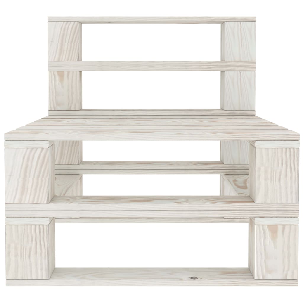 Garden Pallet Sofa White 3-Seater Wood