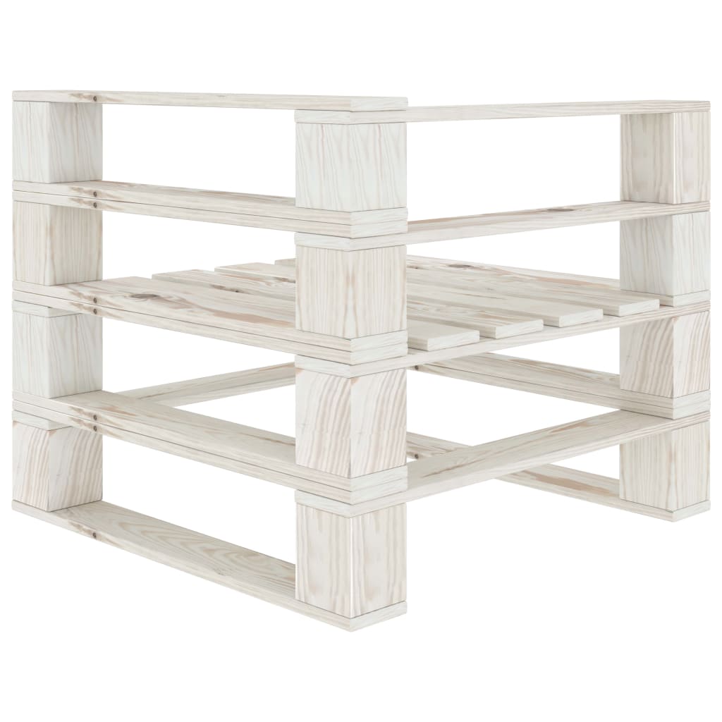 Garden Pallet Sofa White 3-Seater Wood