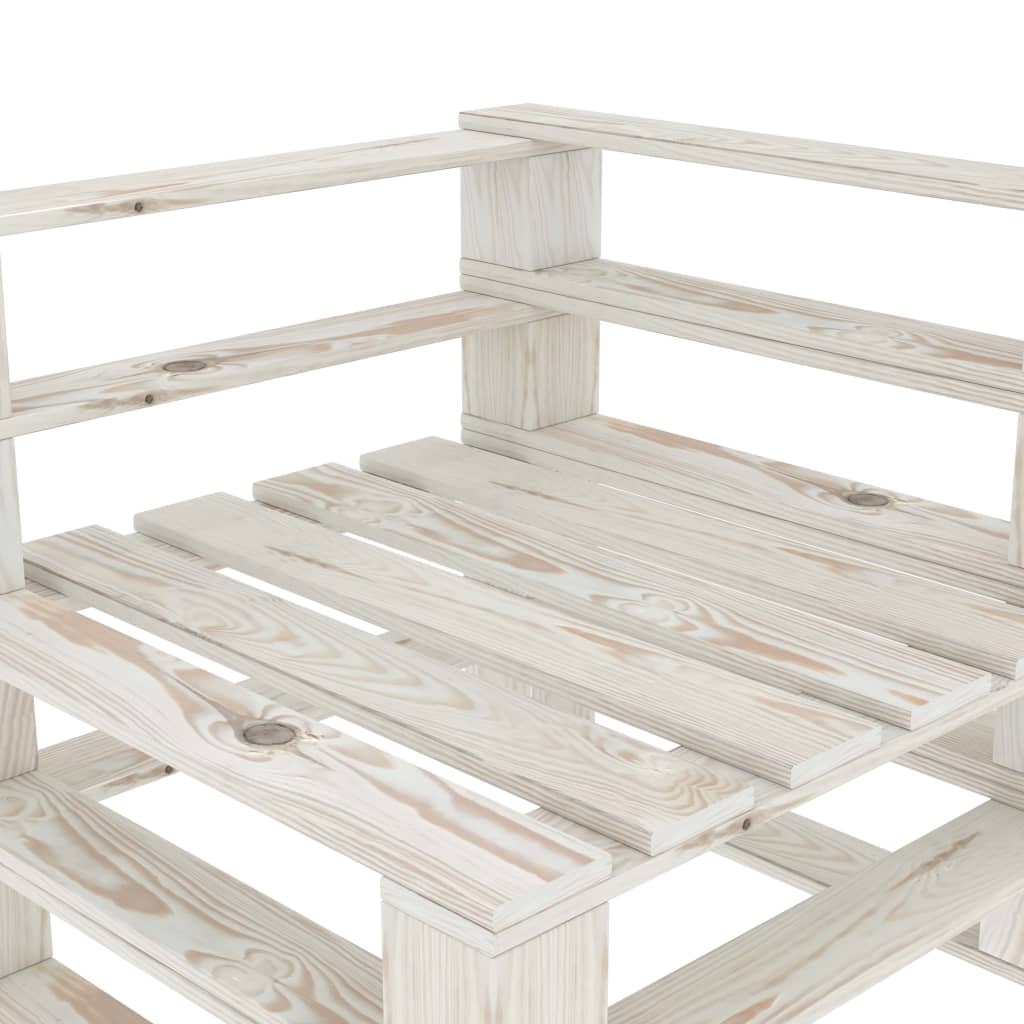 Garden Pallet Sofa White 3-Seater Wood