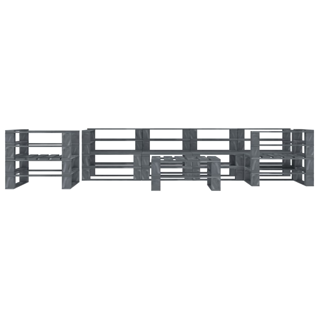 7 Piece Garden Pallet Lounge Set Wood Grey