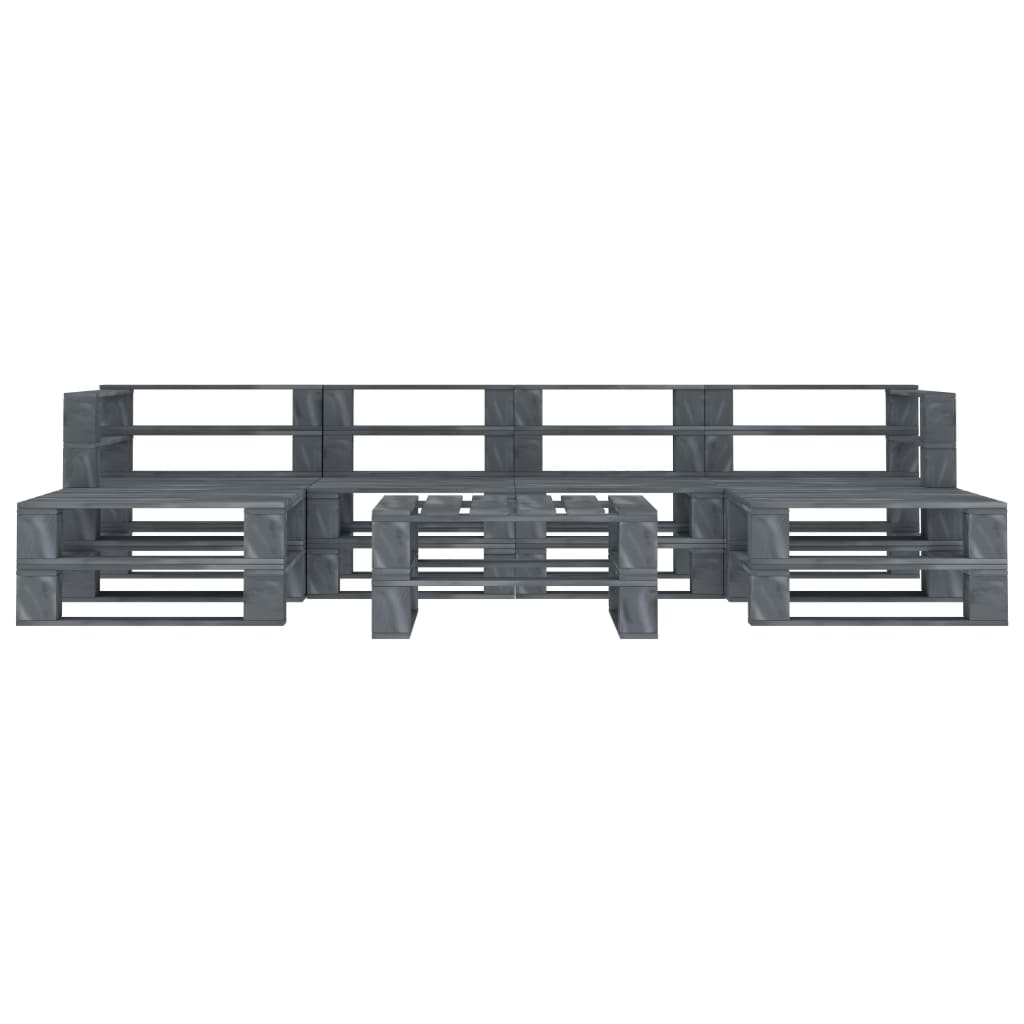 7 Piece Garden Pallet Lounge Set Wood Grey