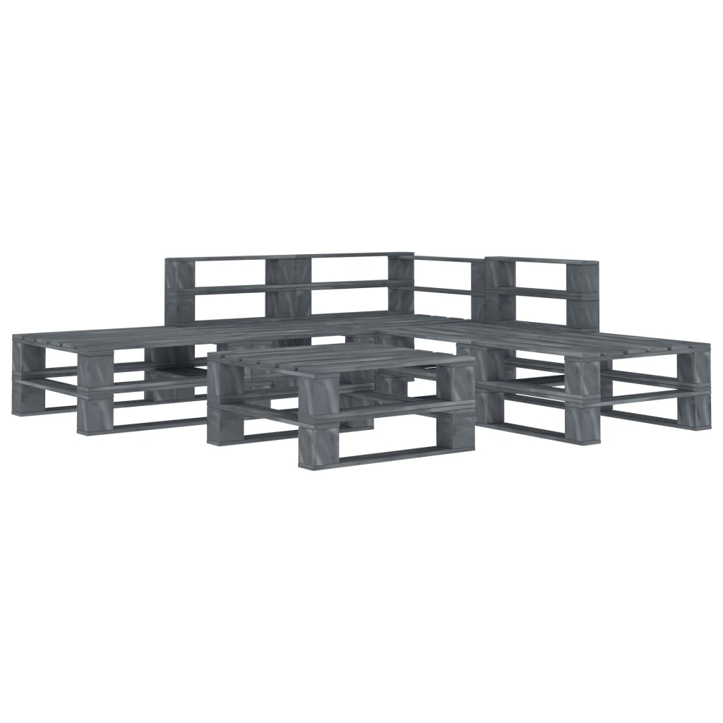 6 Piece Garden Pallet Lounge Set Wood Grey