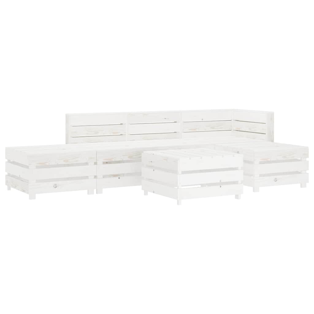 6 Piece Garden Pallet Lounge Set Wood White