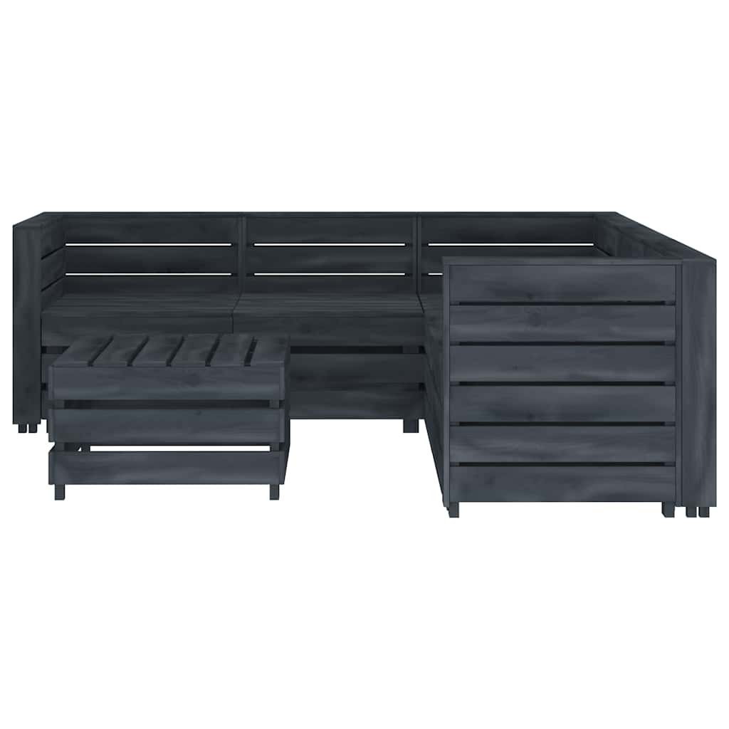 6 Piece Garden Pallet Lounge Set Wood Grey