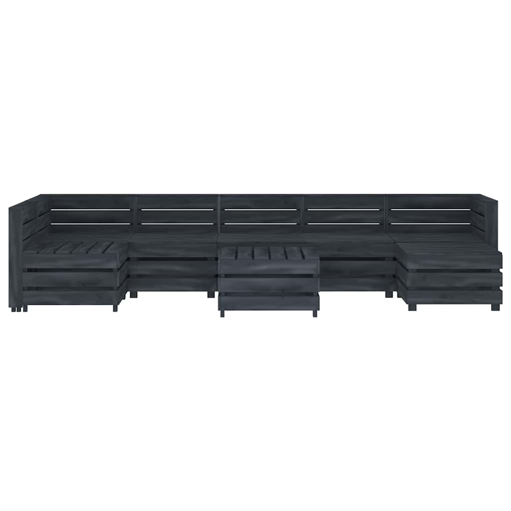8 Piece Garden Pallet Lounge Set Wood Grey