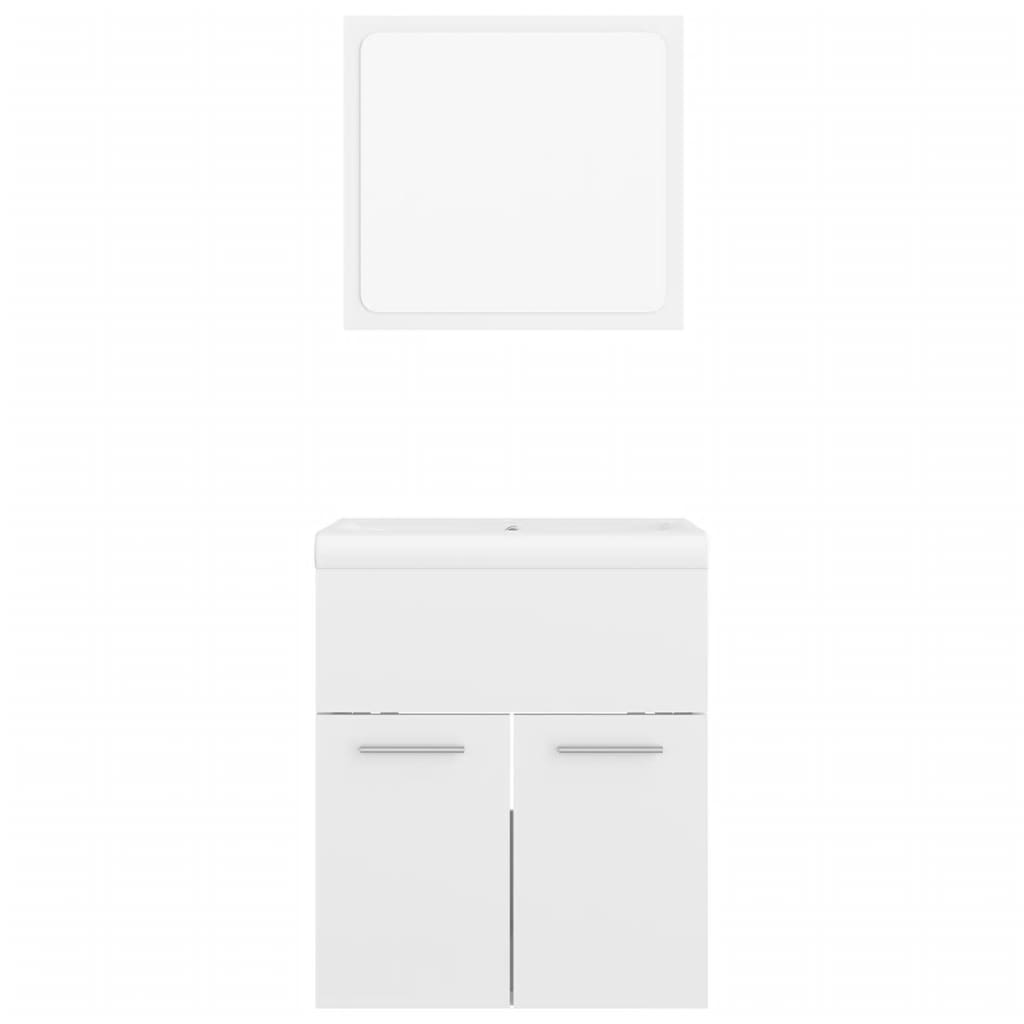 Bathroom Furniture Set High Gloss White Engineered Wood
