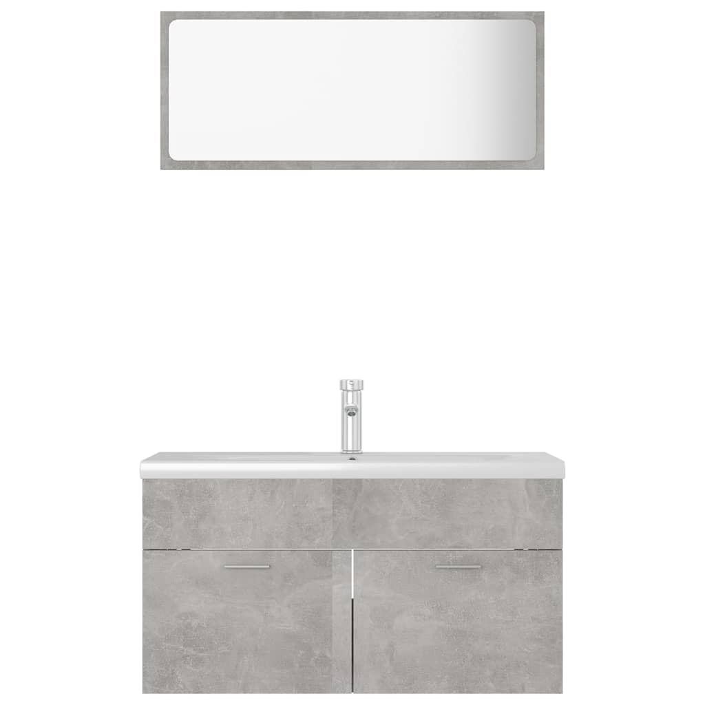 Bathroom Furniture Set Concrete Grey Engineered Wood