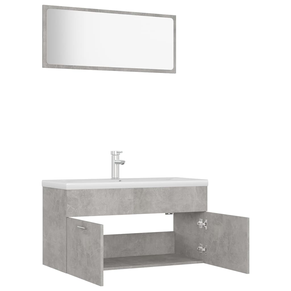 Bathroom Furniture Set Concrete Grey Engineered Wood