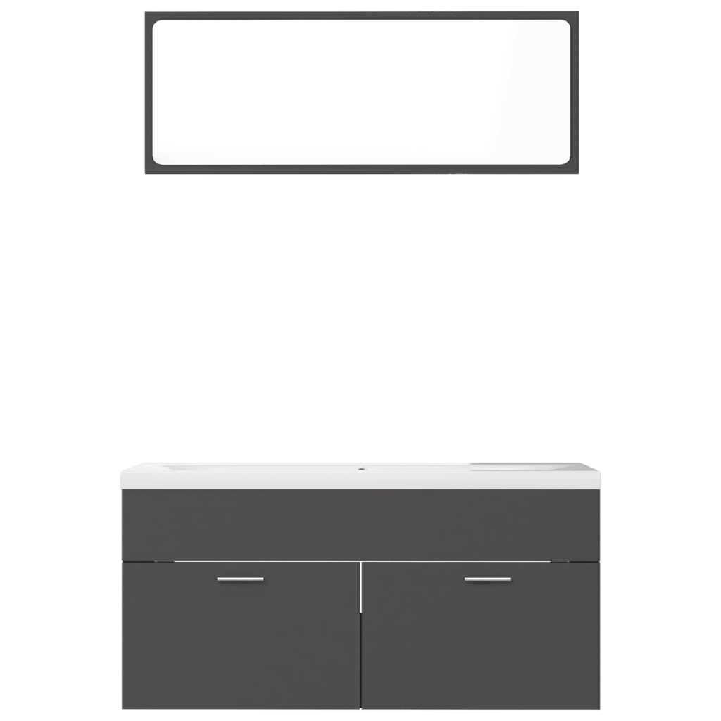 Bathroom Furniture Set Grey Engineered Wood
