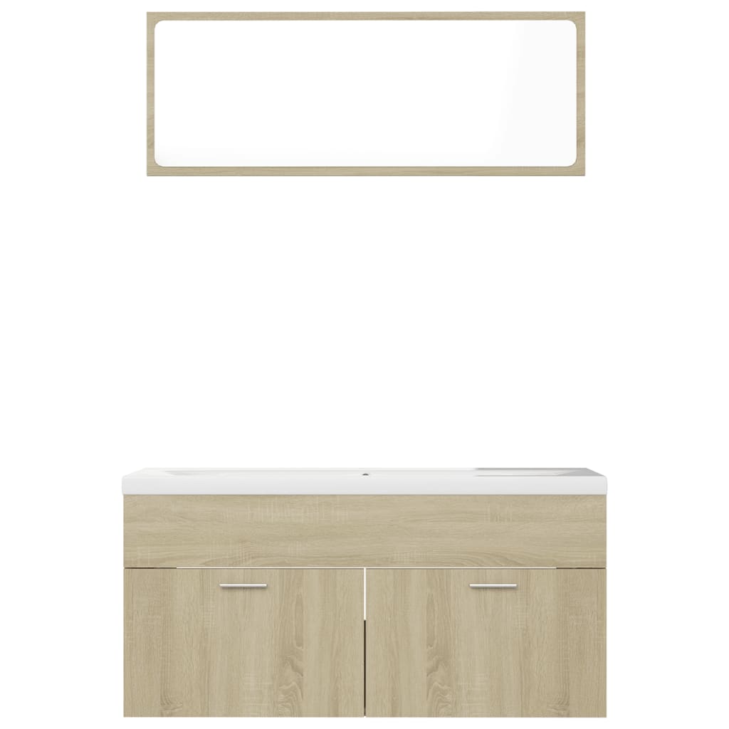 Bathroom Furniture Set Sonoma Oak Engineered Wood