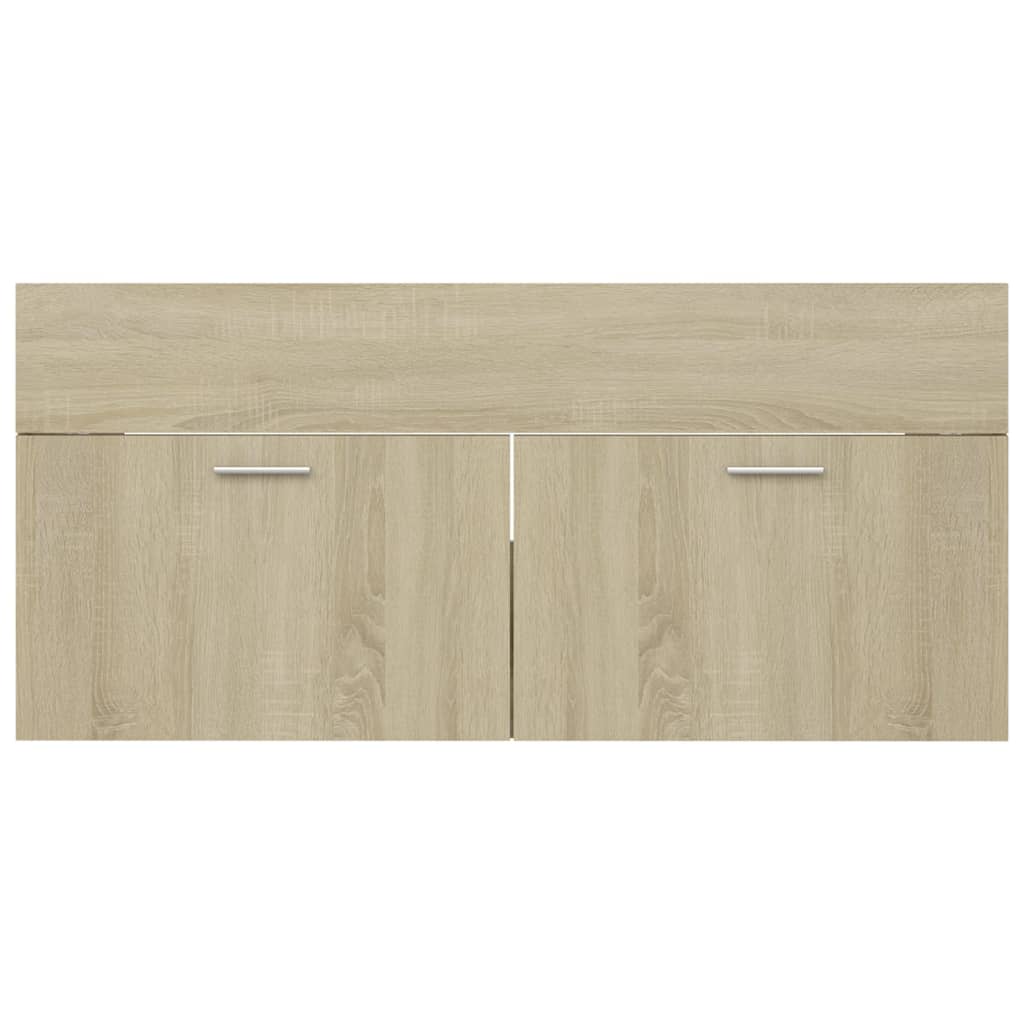 Bathroom Furniture Set Sonoma Oak Engineered Wood