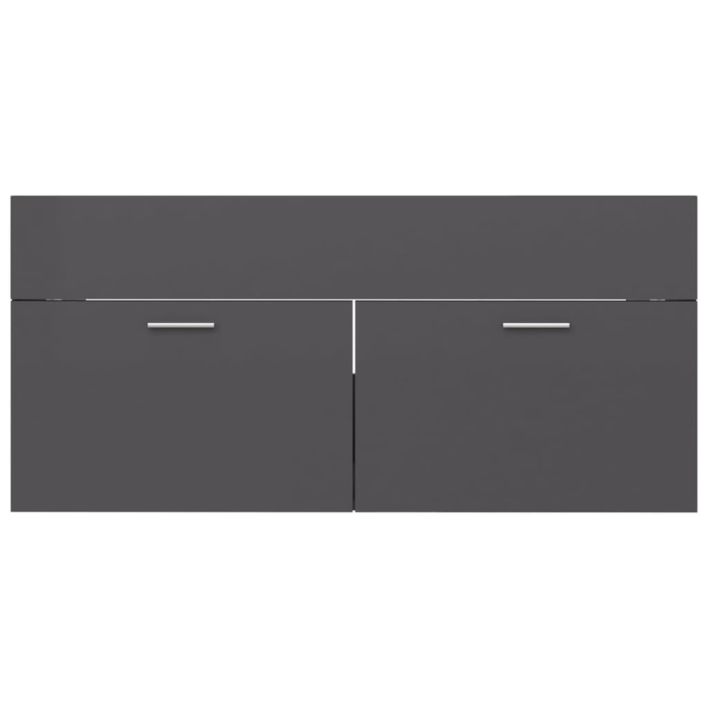 Bathroom Furniture Set High Gloss Grey Engineered Wood