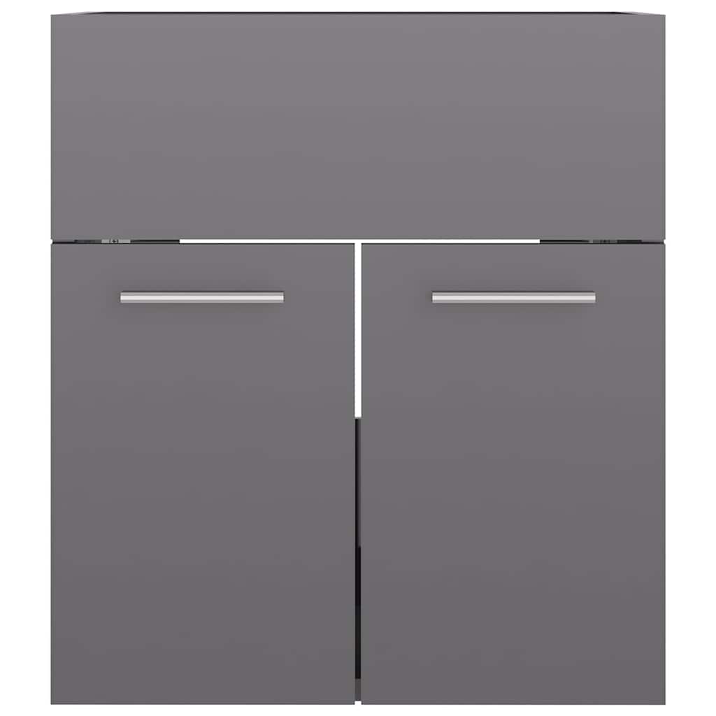 Bathroom Furniture Set High Gloss Grey Engineered Wood