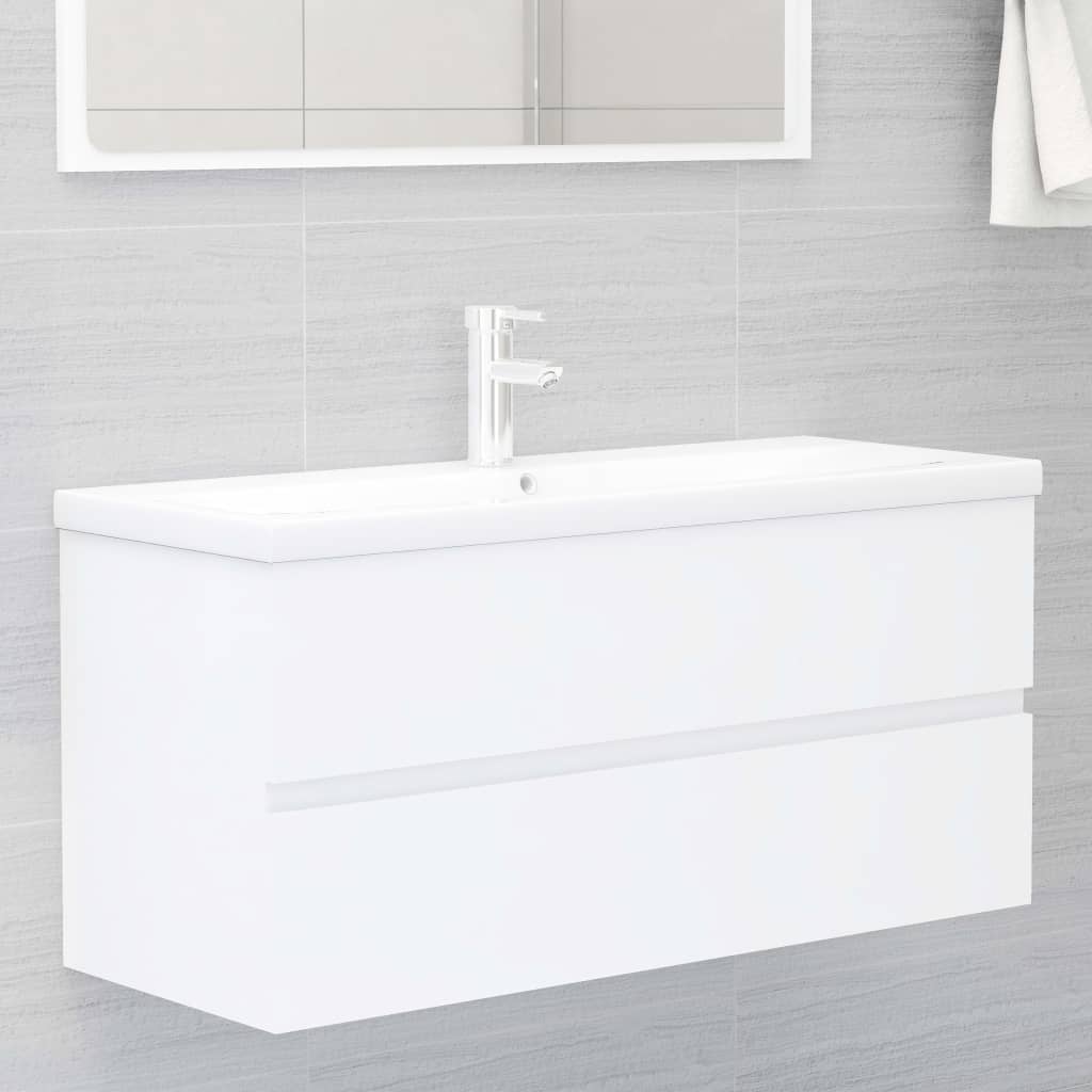 Bathroom Furniture Set White Engineered Wood