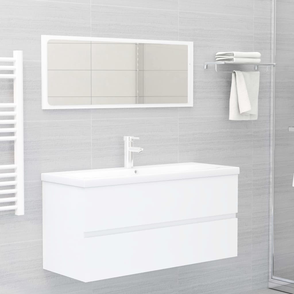Bathroom Furniture Set White Engineered Wood