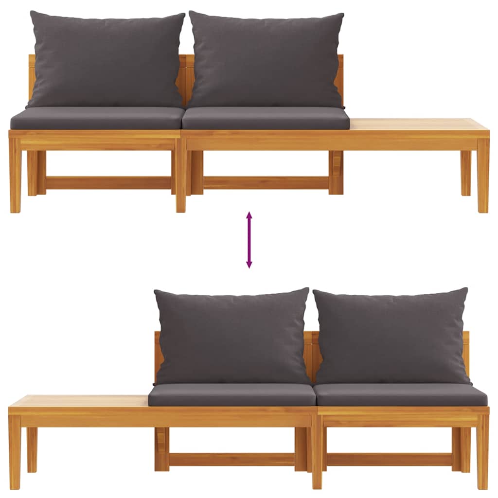 Garden Bench with Table Dark Grey Cushions Solid Acacia Wood