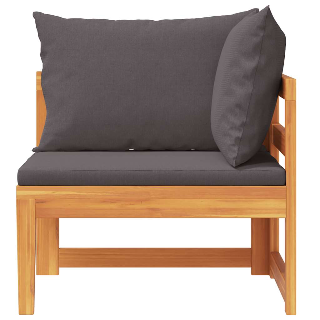 Corner Sofa with Dark Grey Cushions Solid Acacia Wood