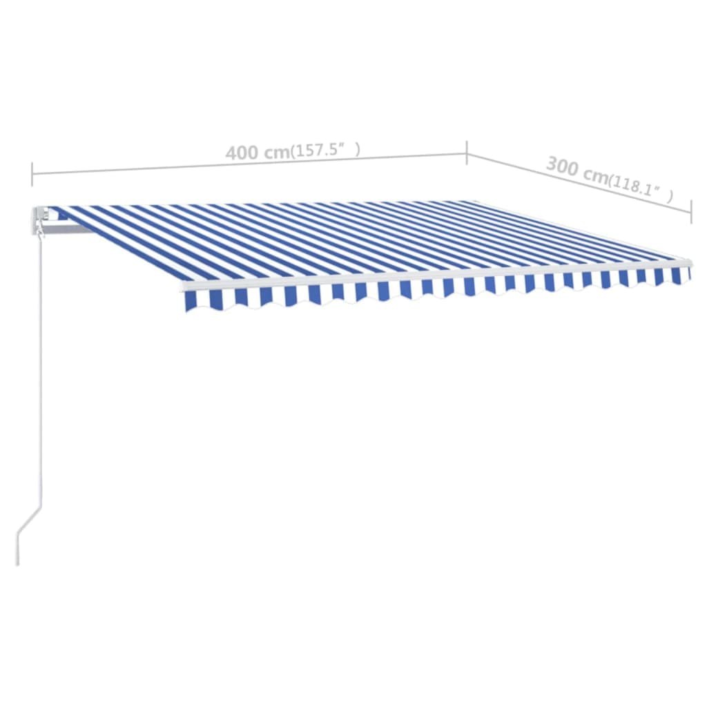 Manual Retractable Awning 400x300 cm Blue and White