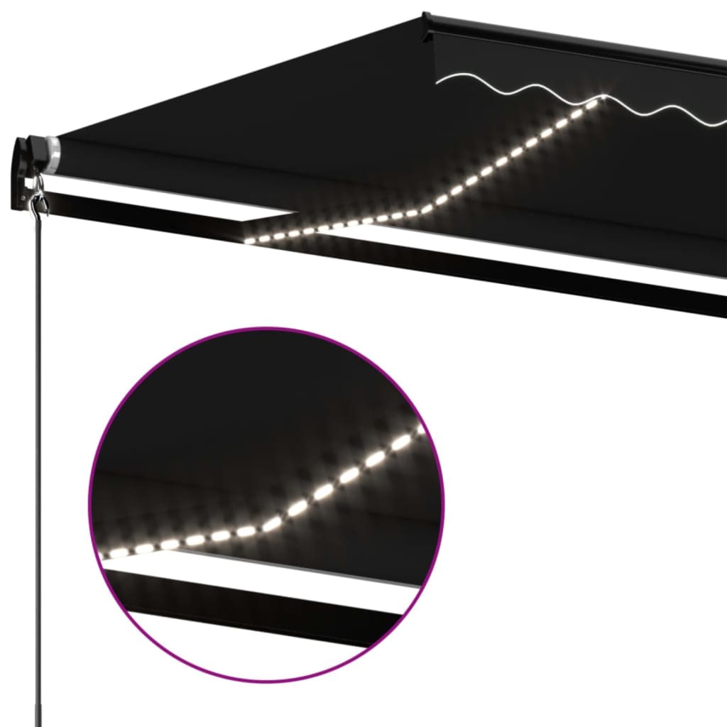 Manual Retractable Awning with LED 500x300 cm Anthracite