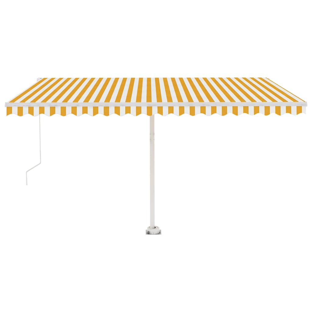 Freestanding Manual Retractable Awning 400x350 cm Yellow/White (313195+313177+315091)