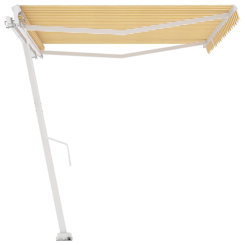 Freestanding Manual Retractable Awning 400x350 cm Yellow/White (313195+313177+315091)
