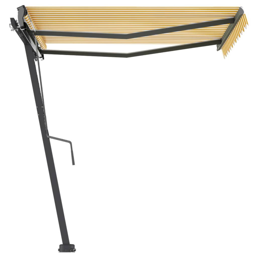 Freestanding Manual Retractable Awning 300x250 cm Yellow/White