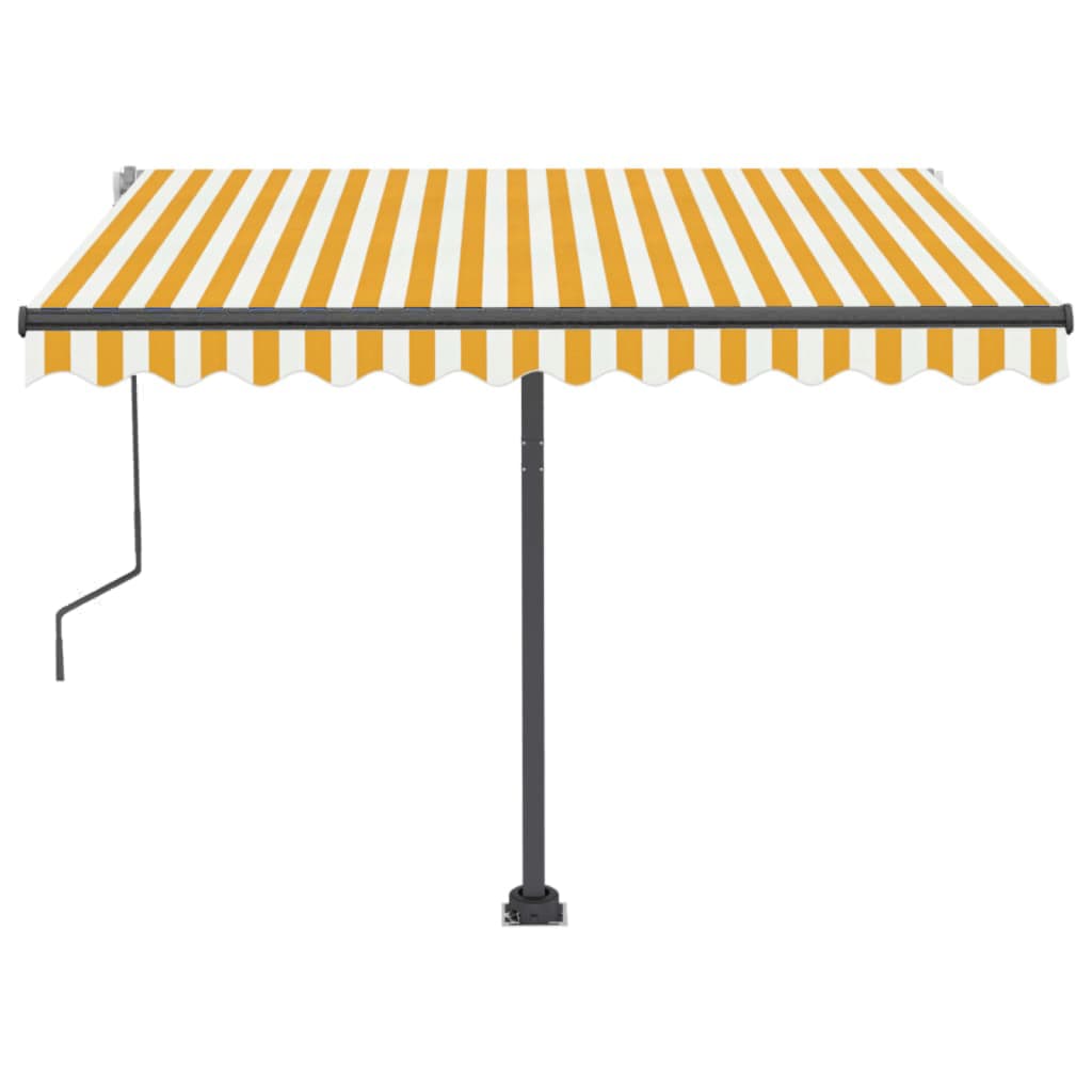 Freestanding Manual Retractable Awning 300x250 cm Yellow/White