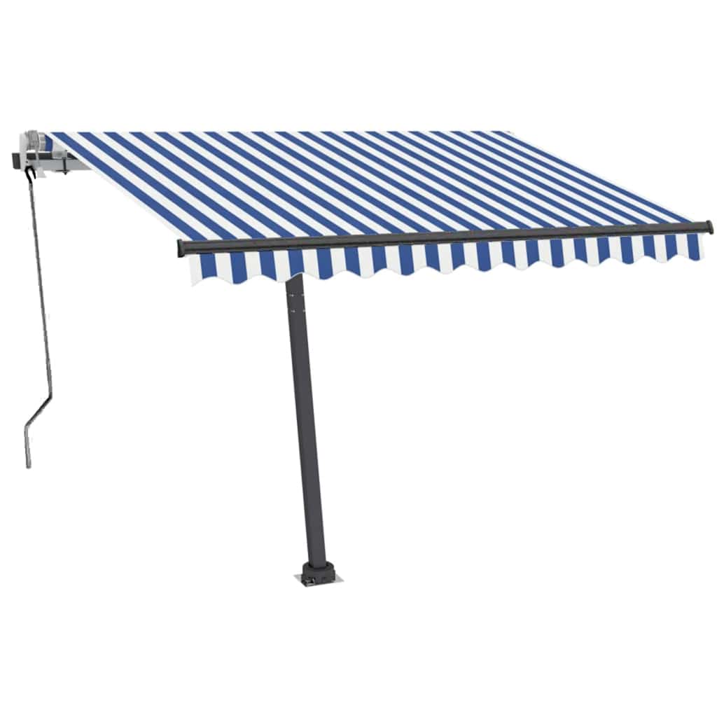 Freestanding Manual Retractable Awning 350x250 cm Blue/White